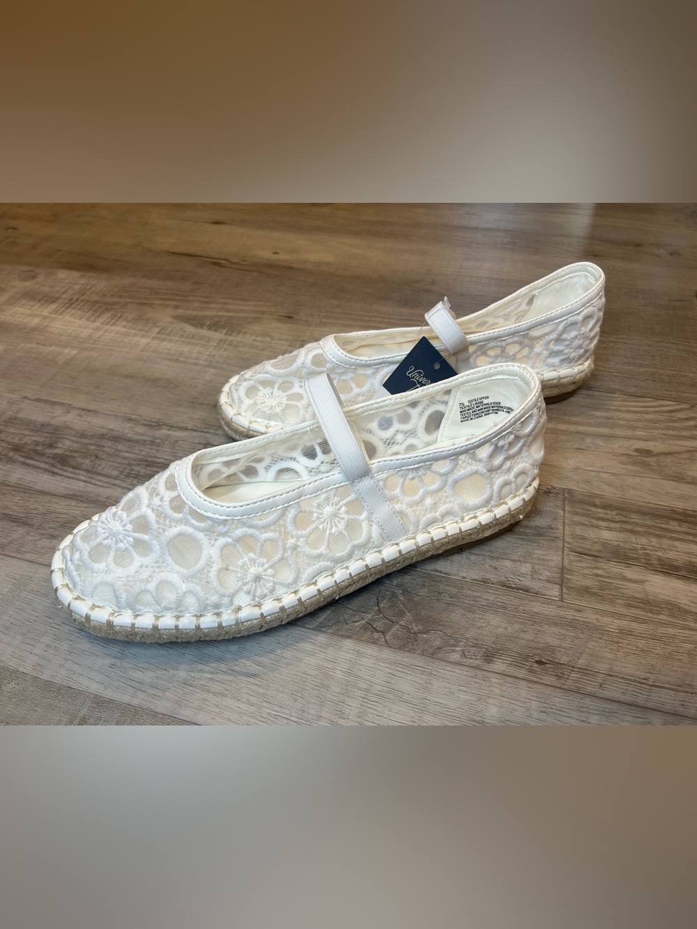 Women's Celia Floral Lace Mary Jane Espadrille Boho Flat Shoes White - Picture 5 of 11